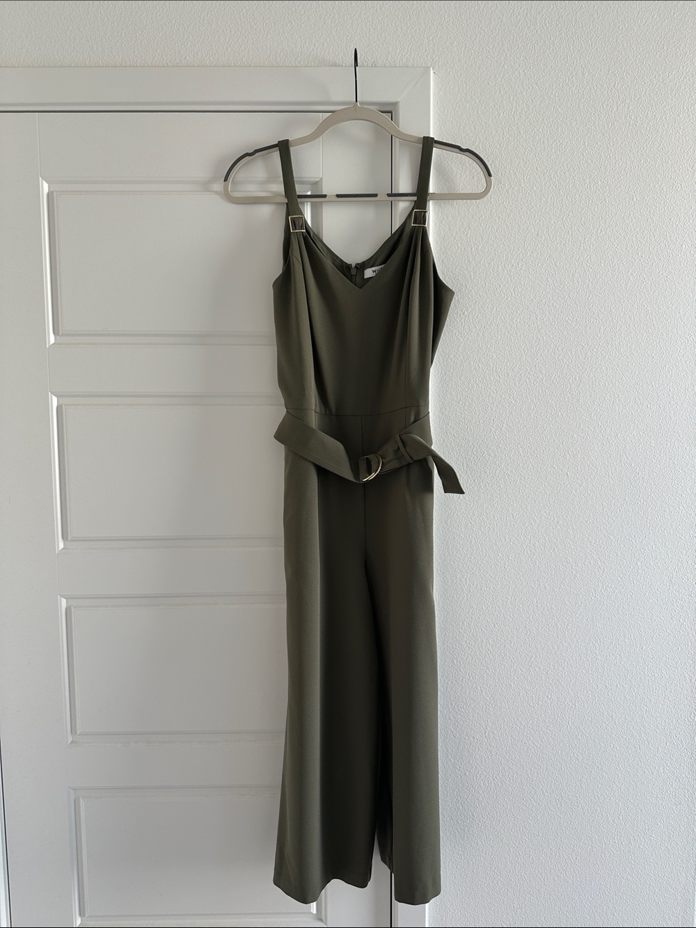 NWT White House Black Market Olive Belted Wide-Leg Jumpsuit 8